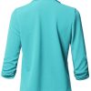 Women's Stretch 3/4 Gathered Sleeve Open Blazer Jacket