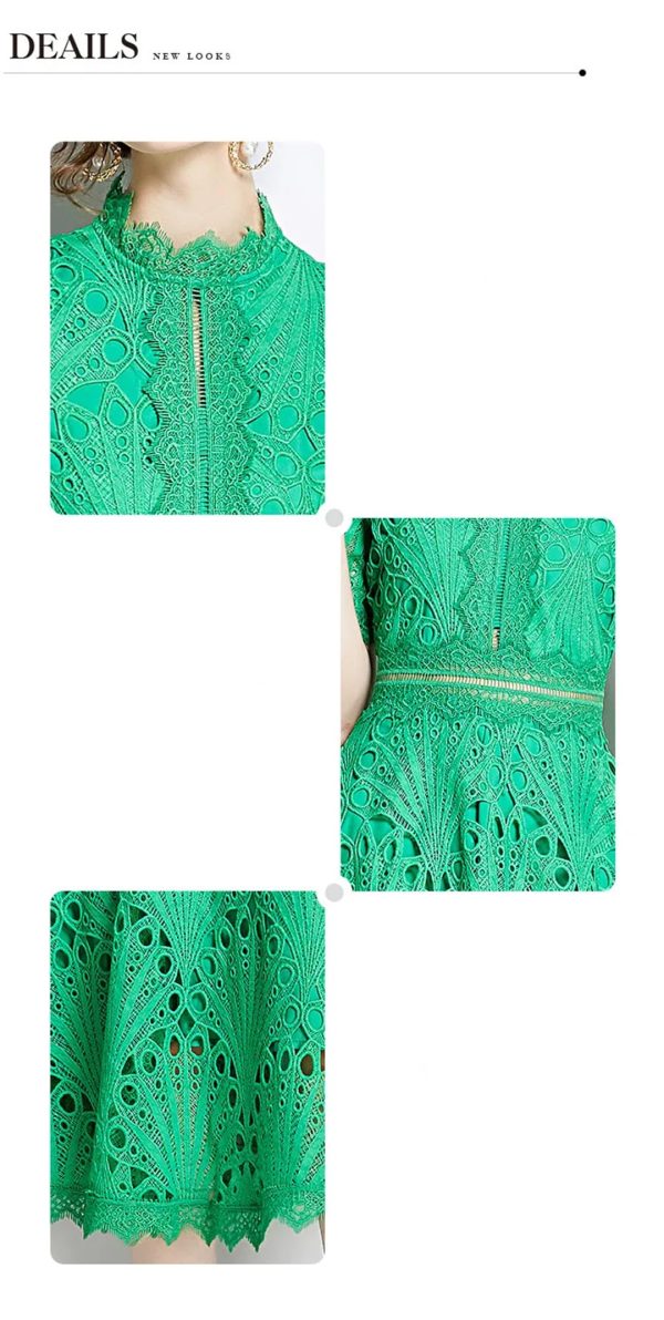 Womens Summer Hollow Out Party A Line Midi Long Princess Elegant Office Runway Robes Dress