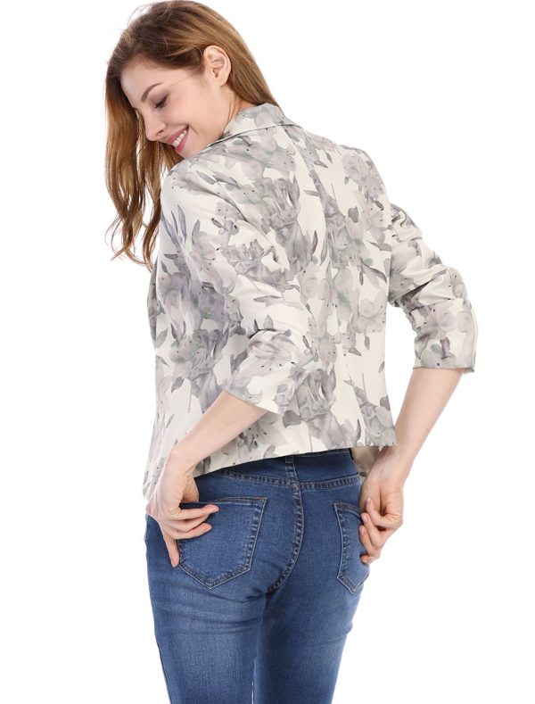 Women's Open Front Office Work Business Casual Lightweight Summer Crop Suit Blazer