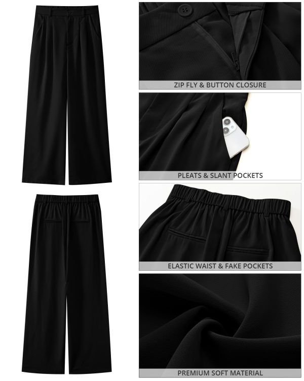 Wide Leg Pants for Women Work Business Casual High Waisted Dressy Pants Flowy Trousers Office