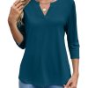 71G3HOyJT3L.jpg Women's 3/4 Sleeve Shirts V Neck Casual Henley Work Tops Blouses