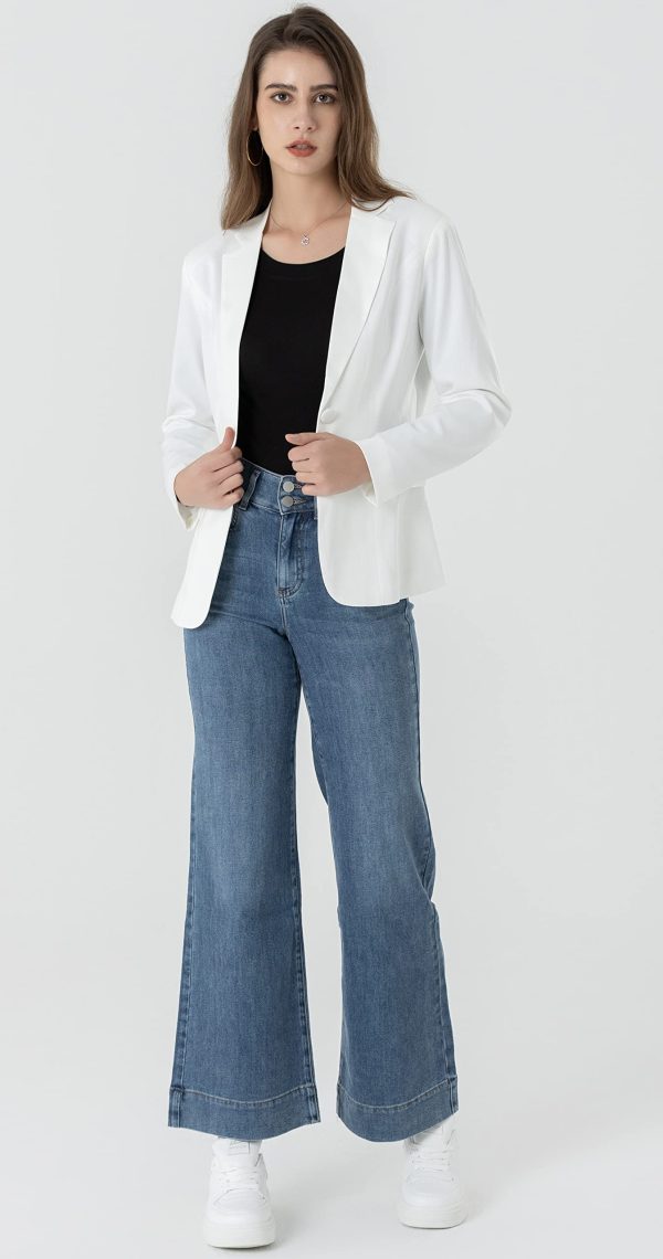 Womens One Button Blazer Lightweight Office Work Suit Jacket