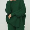 Women 2 Piece Sweater Sets Long Sleeve Knit Top Matching Wide Leg Pant Knitted Sweatsuit Outfits
