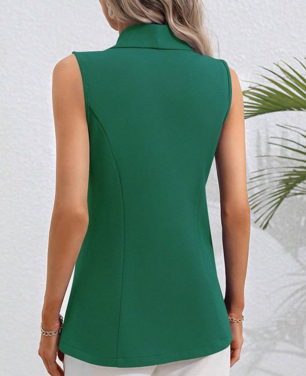 Women's Sleeveless Blazer Vest Casual Button Front Lightweight Jacket Summer Work Office Suit Vest Blazer