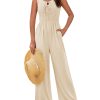 Jumpsuits for Women Bow Tie Front Overalls Smocked Tops Wide Legs Casual Knitted Outfits with Pockets