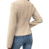 2025 Women's Spring Tweed Blazer Fully-Lined Collarless Open Front Elegant Petite Cute Fashion Casual Work Jacket