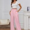 Women Suit Pants Wide Leg Pants High Elastic Waisted in The Back Business Work Trousers Long Straight