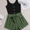 Casual Summer Rompers for Women Sleeveless Vacation Outfits Short Jumpsuit