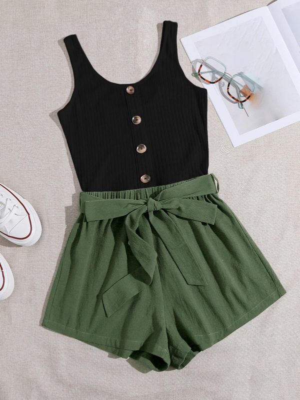 Casual Summer Rompers for Women Sleeveless Vacation Outfits Short Jumpsuit