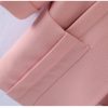 Women Spring Summer Pink Business Coat All Match Jascket Korea Work Office Suit White Black Blazers