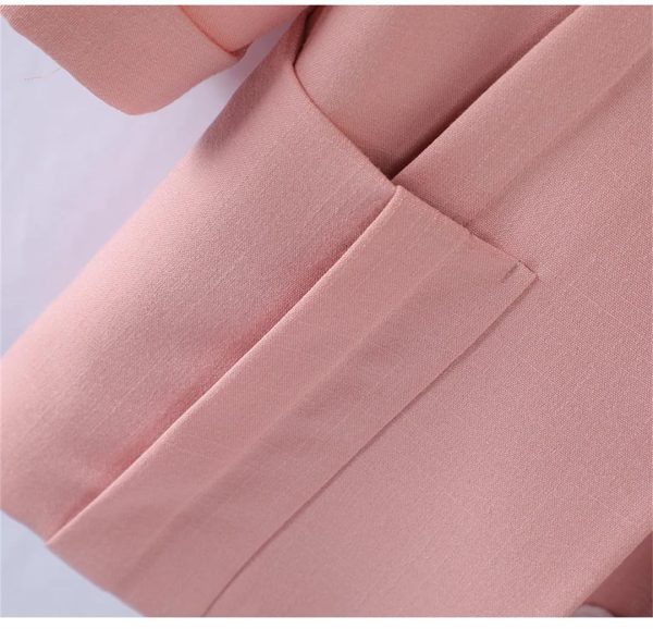 Women Spring Summer Pink Business Coat All Match Jascket Korea Work Office Suit White Black Blazers