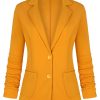 Womens Casual Work Office Blazer Pockets Buttons Suit Jacket 3/4 Sleeve