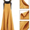 Women Casual Loose Long Bib Pants Wide Leg Jumpsuits Baggy Cotton Rompers Overalls with Pockets PZZTYP2