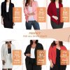 Women's Casual Work Office Blazer Jacket Open Front Shawl with 3/4 Scrunch Sleeves