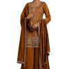 Women's Silk Blend Embroidery Anarkali Kurta Pant Set with Dupatta Salwar Suit Set for Women