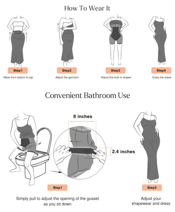 Summer Maxi Dress for Women - Cocktail Shapewear Dresses Built-in Bra Adjustable Straps Vacation Long Slip