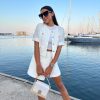 Women's 2 Piece Suit Sets White Acetate Short Sleeve Blazer Jacket and Skirt Shorts Business Casual Outfits