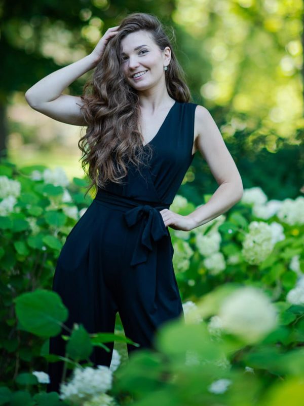 Women's Sleeveless Deep V Neck Ruched Wide Leg Jumpsuit Long Romper Belt with Pockets