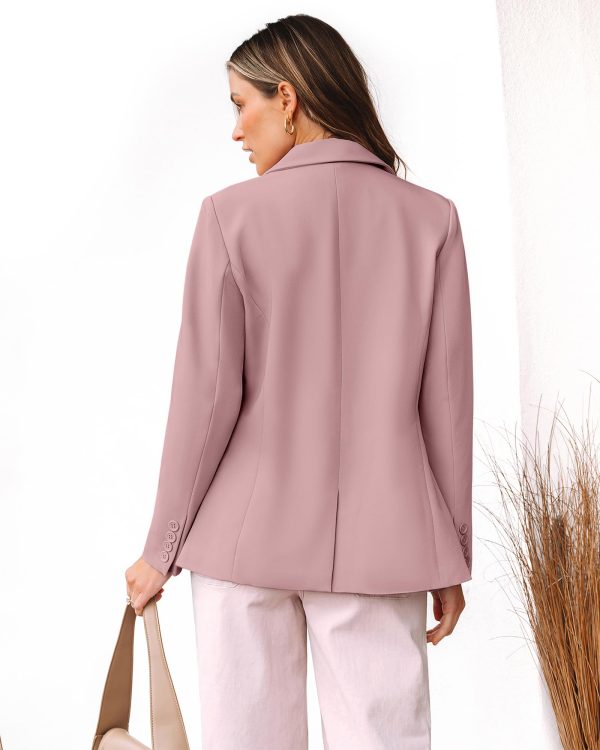 Dressy Blazers for Women Button Long Sleeve Lapel Business Casual Outfits Office Work Suit Blazer with Pockets