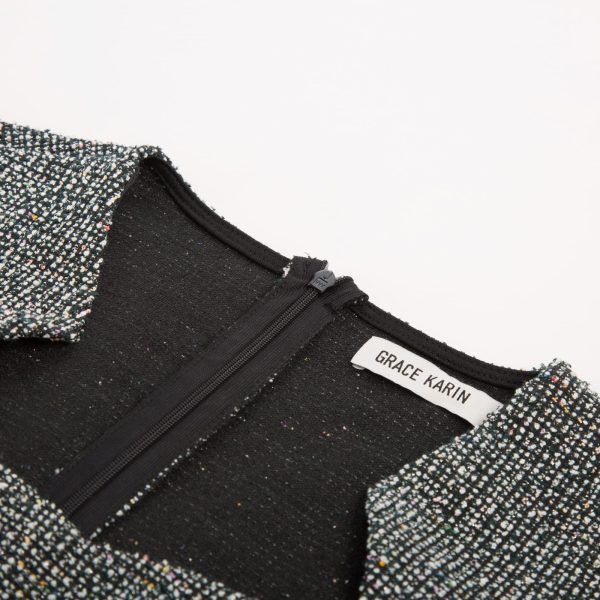 Women's Gorgeous Pencil Dress Cap Sleeve Tweed Pencil Dress for Work