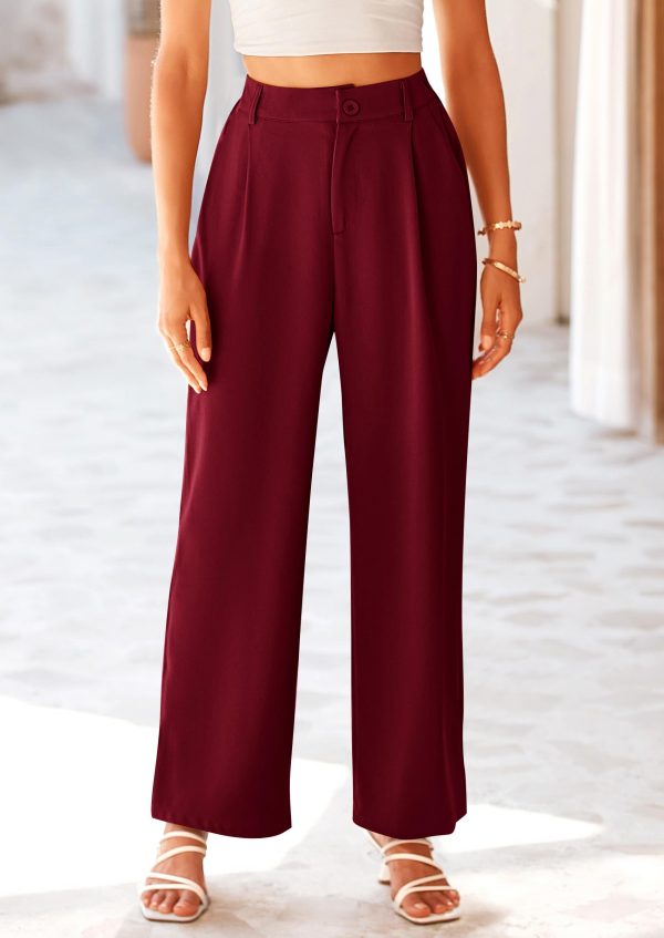 Women's Wide Leg Suit Pants Loose Fit High Elastic Waisted Business Casual Long Trousers Pant