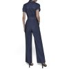 Womens Button Front Belted Jumpsuit