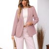 Dressy Blazers for Women Button Long Sleeve Lapel Business Casual Outfits Office Work Suit Blazer with Pockets
