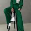 71ati0b7QDL.jpg Women's 2 Piece Casual Outfits Cropped Blazer Jackets High Waisted Wide Leg Work Pants Suit Set