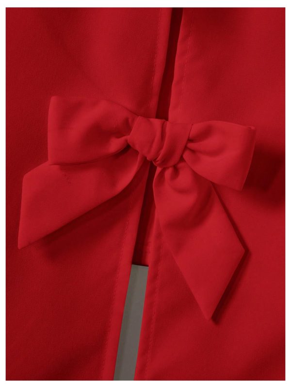 Women's Bow Back Blouse Collar Neck Button Down Vest Sleeveless Asymmetrical Split Blouse Top Tank