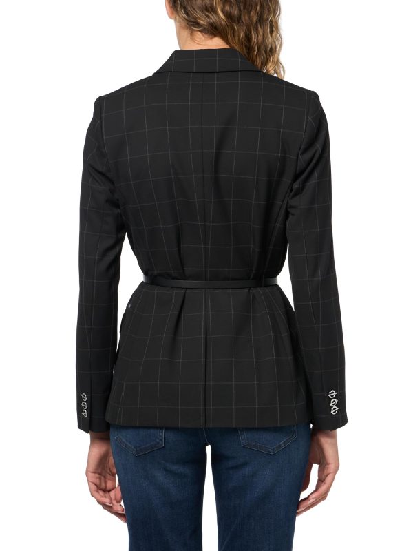 Women's Blazer with Leather Waist Belt