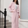 Women's Suit 2 Piece Casual Outfits Cropped Blazer High Waisted Wide Leg Pants for Work