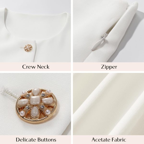 Women's 2 Piece Suit Sets White Acetate Short Sleeve Blazer Jacket and Skirt Shorts Business Casual Outfits