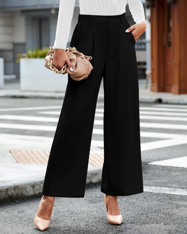Wide Leg Pants for Women Work Business Casual High Waisted Dressy Pants Flowy Trousers Office
