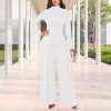 Women's Casual Long Sleeve Round Neck Jumpsuits Work Wide Leg Pants Club Party Loose Rompers