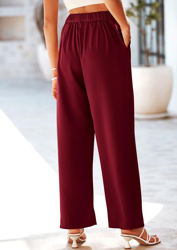 Women's Wide Leg Suit Pants Loose Fit High Elastic Waisted Business Casual Long Trousers Pant