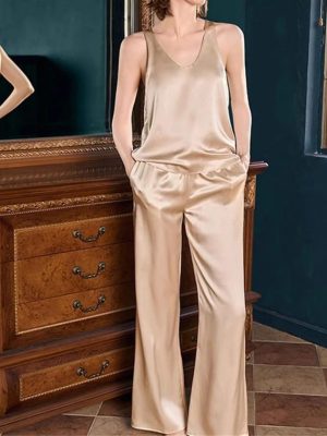 Women's Silk Sleepwear - Mid Sleeve Mulberry Pajama Set Home Holiday Relaxation