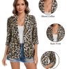 Womens Chiffon Blazer 3/4 Sleeve Shawl Collar Open Front Blazers Casual Work Office Cardigan Suit Jacket