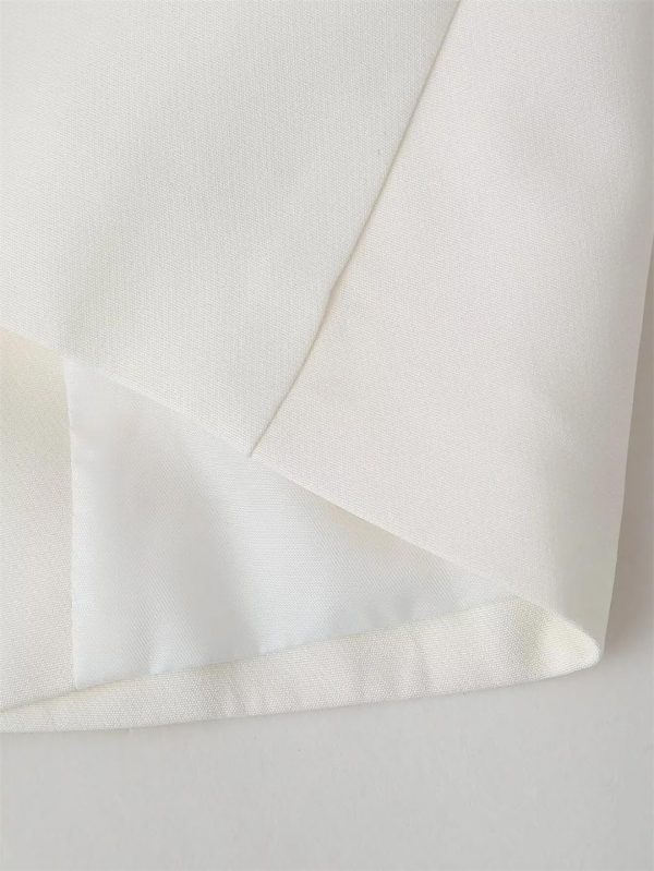 Women's Elegant Romantic Short Sleeve Blazer Skirt Set Lapel Buttoned Suit Pleated Skirt Set