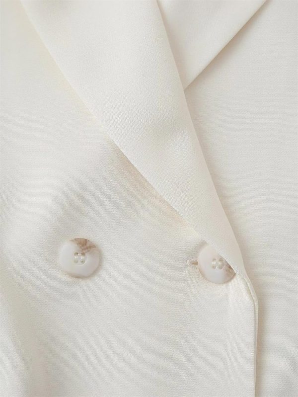 Women's Elegant Romantic Short Sleeve Blazer Skirt Set Lapel Buttoned Suit Pleated Skirt Set