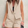 2 Piece Sets for Women Summer Outfits Business Casual Vest and Shorts Set Lightweight Sleeveless Matching Clothes