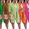 Womens 2 Piece Blazer Outfits Lapels Open Front Suit Jacket and Bermuda Shorts Set