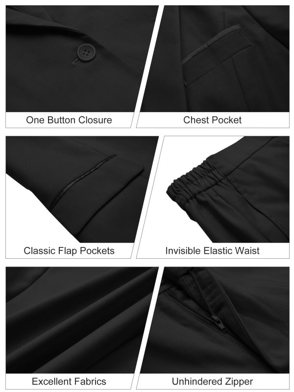 Women's 2 Piece Suit Notched Lapel One Button Slim Fit Business Office Work Tuxedo Blazer Pants Set