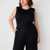 Plus Size Jumpsuits For Curvy Women Crew Neck Sleeveless Elegant Wide Leg Jumpsuits Dressy Casual Summer Outfits