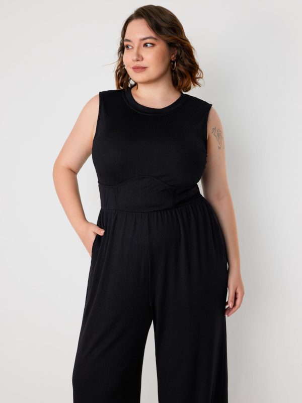 Plus Size Jumpsuits For Curvy Women Crew Neck Sleeveless Elegant Wide Leg Jumpsuits Dressy Casual Summer Outfits