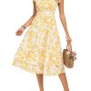 Womens Dresses Summer Short Sleeve Ruffle Floral V Neck Flowy Aline Casual Tiered Wedding Guest Midi Sundress