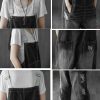 Women Casual Loose Cropped Denim Jumpsuits Rompers Jeans Overalls Distressed Ripped Fringed/Pockets P49