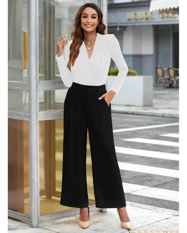 Wide Leg Pants for Women Work Business Casual High Waisted Dressy Pants Flowy Trousers Office