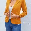 Womens Casual Work Office Blazer Pockets Buttons Suit Jacket 3/4 Sleeve