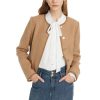 Wool Blend Tweed Blazers for Women Business Casual Knit Blazer Cropped Jacket for Women