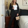 2 Piece Outfits for Women Dressy Blazer Jackets High Waisted Straight Leg Pants Suits Set Business Casual Office